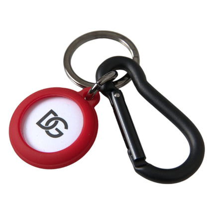 Rood rubber DG -logo ronde metalen messing sleutelhanger sleutelhanger