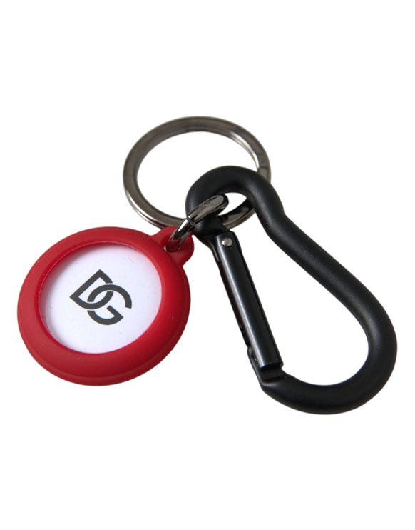 Rood rubber DG -logo ronde metalen messing sleutelhanger sleutelhanger