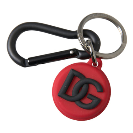 Rood rubber DG -logo ronde metalen messing sleutelhanger sleutelhanger