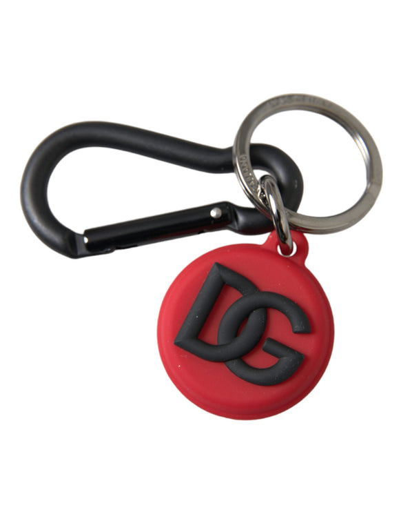 Rood rubber DG -logo ronde metalen messing sleutelhanger sleutelhanger