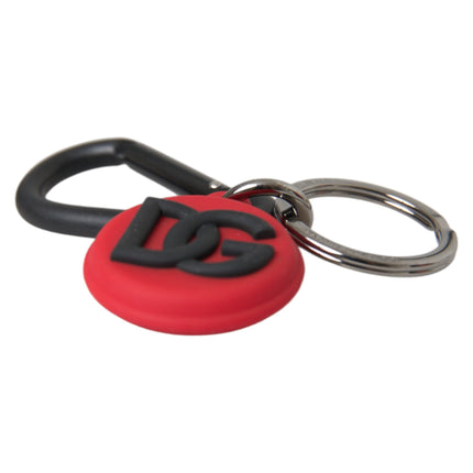 Rood rubber DG -logo ronde metalen messing sleutelhanger sleutelhanger