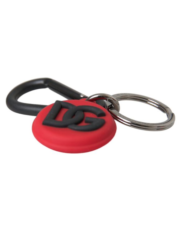 Rood rubber DG -logo ronde metalen messing sleutelhanger sleutelhanger