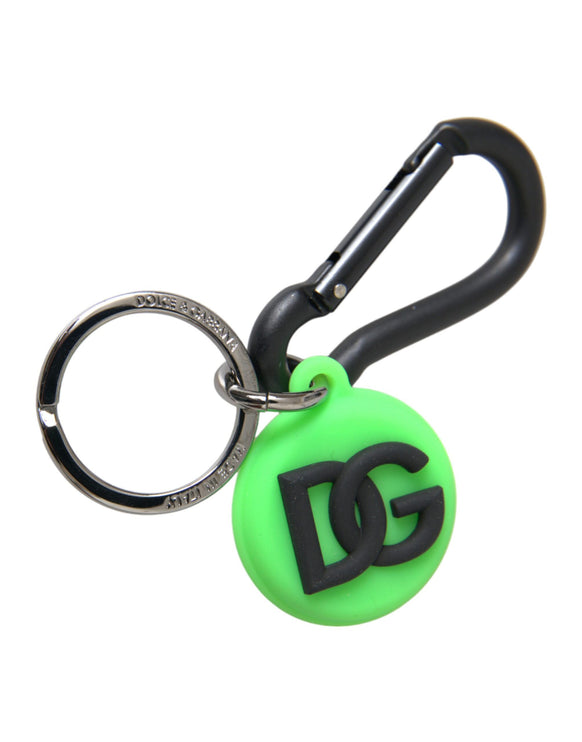 Groen rubber DG -logo ronde messing metalen sleutelhanger sleutelhanger