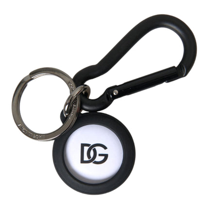 Zwart wit rubber DG -logo Ronde metalen sleutelhanger sleutelhanger