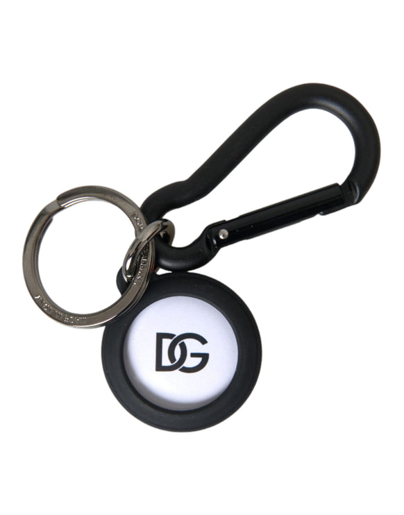 Zwart wit rubber DG -logo Ronde metalen sleutelhanger sleutelhanger