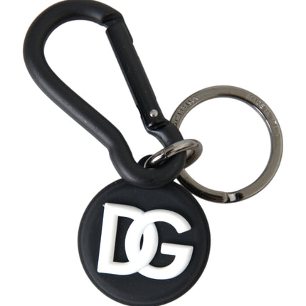 Zwart wit rubber DG -logo Ronde metalen sleutelhanger sleutelhanger