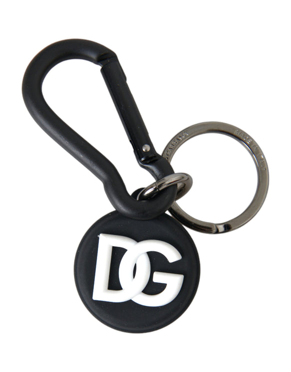 Zwart wit rubber DG -logo Ronde metalen sleutelhanger sleutelhanger