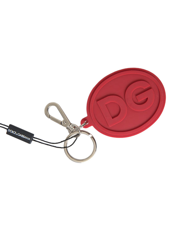 Rood rubber DG Logo Silver Brass Metal Keyring Keychain