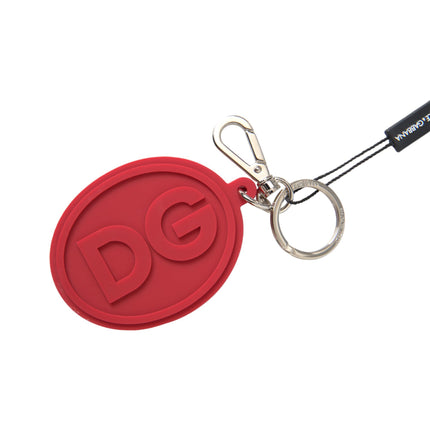 Rood rubber DG Logo Silver Brass Metal Keyring Keychain