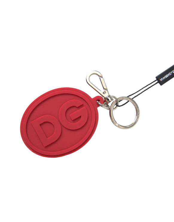 Rood rubber DG Logo Silver Brass Metal Keyring Keychain