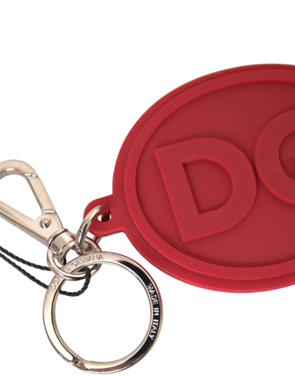 Rood rubber DG Logo Silver Brass Metal Keyring Keychain