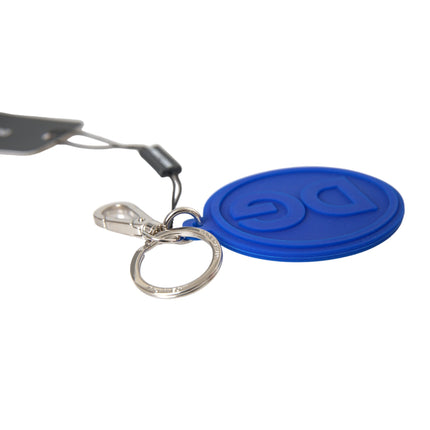 Blauw rubber dg logo zilveren messing metalen sleutelhanger sleutelhanger