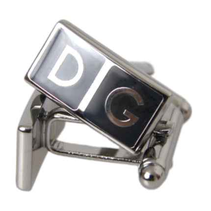 Silver Plated Metal Brass DG Logo Pin Cufflinks