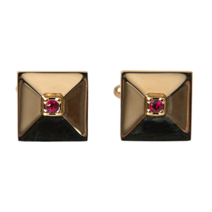 Gold Plated Brass Crystal Square Pin Cufflinks