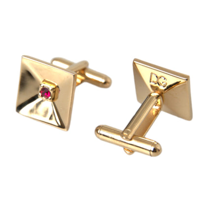 Gold Plated Brass Crystal Square Pin Cufflinks