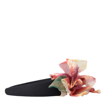 Rose Pink Silk Floral Black Tiara Women Hairband Diadem