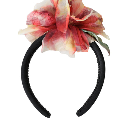 Rose Pink Silk Floral Black Tiara Women Hairband Diadem