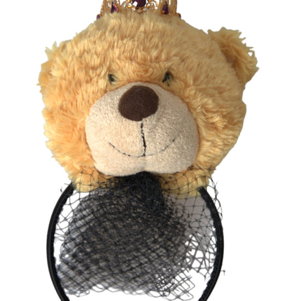 Brown Teddy Bear Gold Crystal Crown Hair Band Diadem