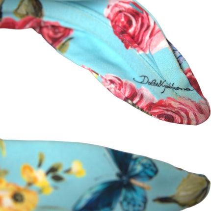 Turquoise Floral Applique Silk Women Headband Diadem