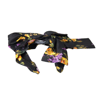 Black Floral Applique Silk Women Headband Diadem