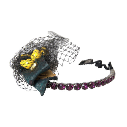 Black Lemons Sicily Purple Crystal Net Headband Diadem