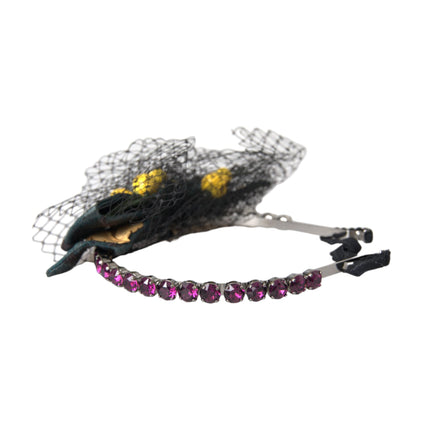 Black Lemons Sicily Purple Crystal Net Headband Diadem