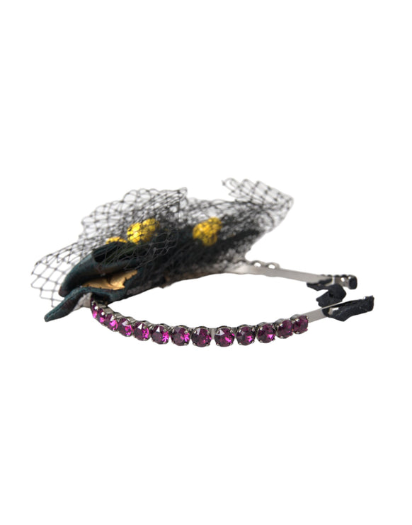 Black Lemons Sicily Purple Crystal Net Headband Diadem