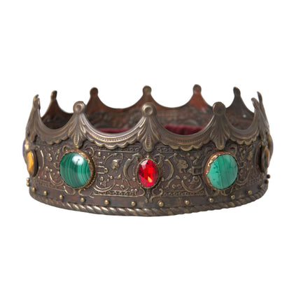 Bronze Brass Multicolor Crystal Crown Tiara Hat