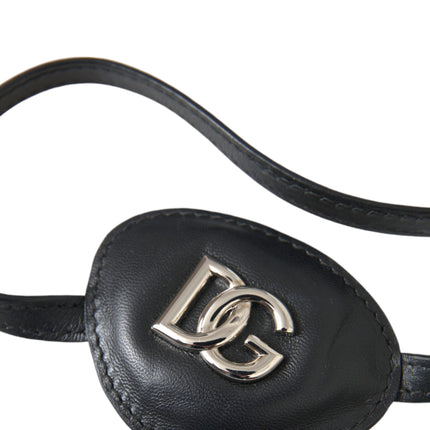 Black Calfskin Leather Metal DG Logo Eye Patch