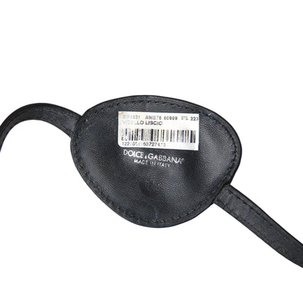 Black Calfskin Leather Metal DG Logo Eye Patch