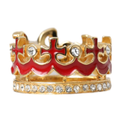 Gold Tone BrassCrystal Enamel DG CROWN Statement Ring