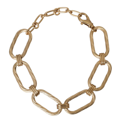 Gold Tone Brass Large Link Chain Jewelry Necklace