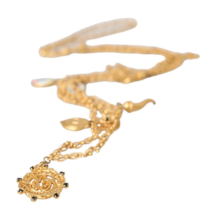 Gold Tone Chain Brass Charm Statement Sicily Necklace