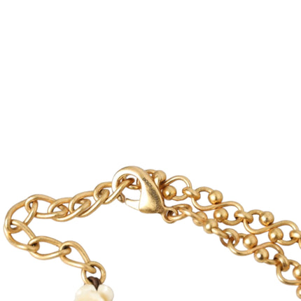 Gold Brass Chain Sacred Heart Crystal Charm Necklace