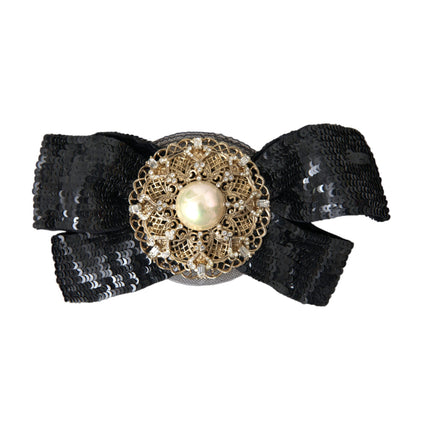 Black Sequin Pearl Handmade Brooch Hair Pin