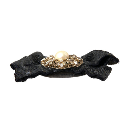 Black Sequin Pearl Handmade Brooch Hair Pin