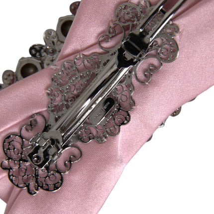 Pink Satin Crystal Jewelry Brooch Hair Pin