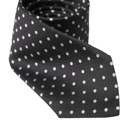 Black White Polka Dots 100% Silk Necktie Face Mask