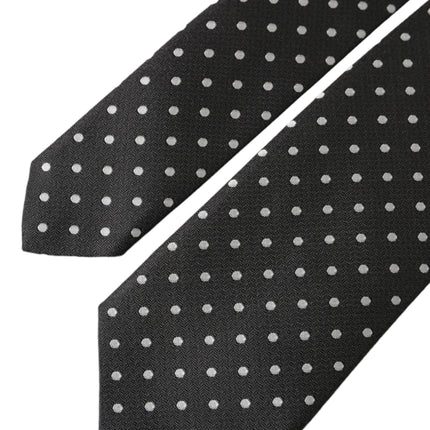 Black White Polka Dots 100% Silk Necktie Face Mask