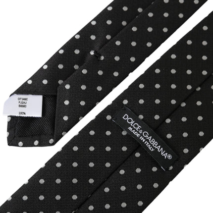 Black White Polka Dots 100% Silk Necktie Face Mask