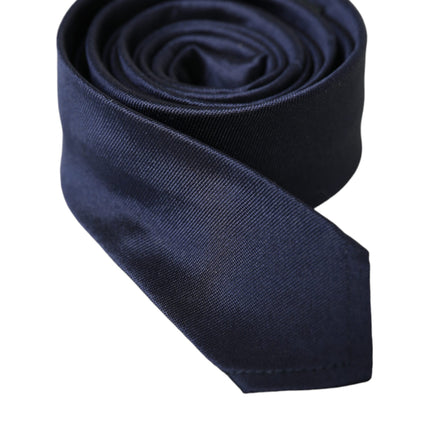 Blue Solid Silk Adjustable Tie Men