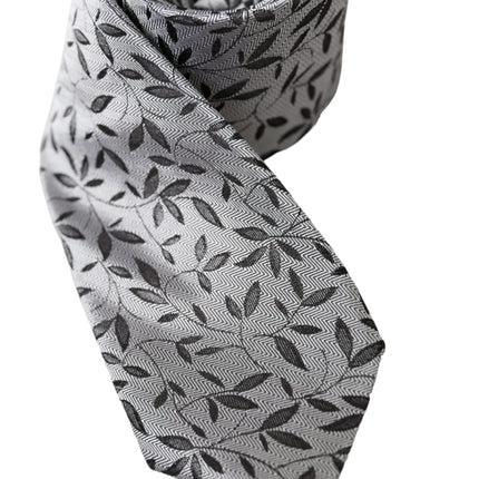 Gray Leaves 100% Silk Adjustable Tie