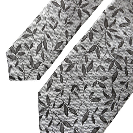 Gray Leaves 100% Silk Adjustable Tie