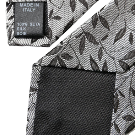 Gray Leaves 100% Silk Adjustable Tie