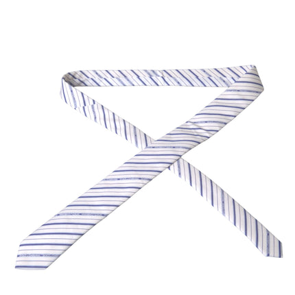 White Blue Stripes Silk Adjustable Tie