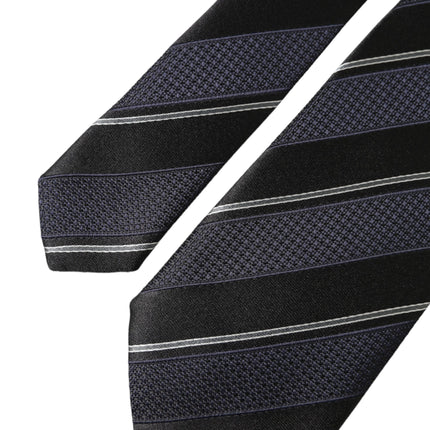 Black White Stripes Silk Adjustable Tie