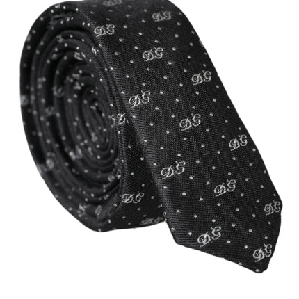 Black DG Logo 100% Silk Adjustable Tie