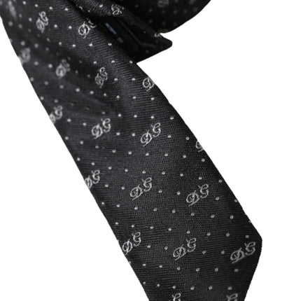 Black DG Logo 100% Silk Adjustable Tie