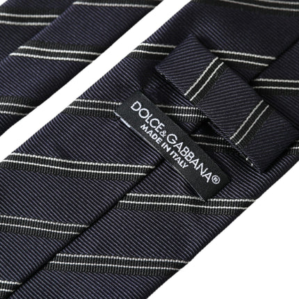 Black White Stripes Silk Adjustable Tie