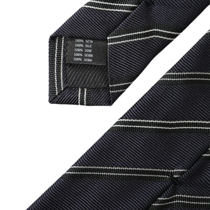 Black White Stripes Silk Adjustable Tie